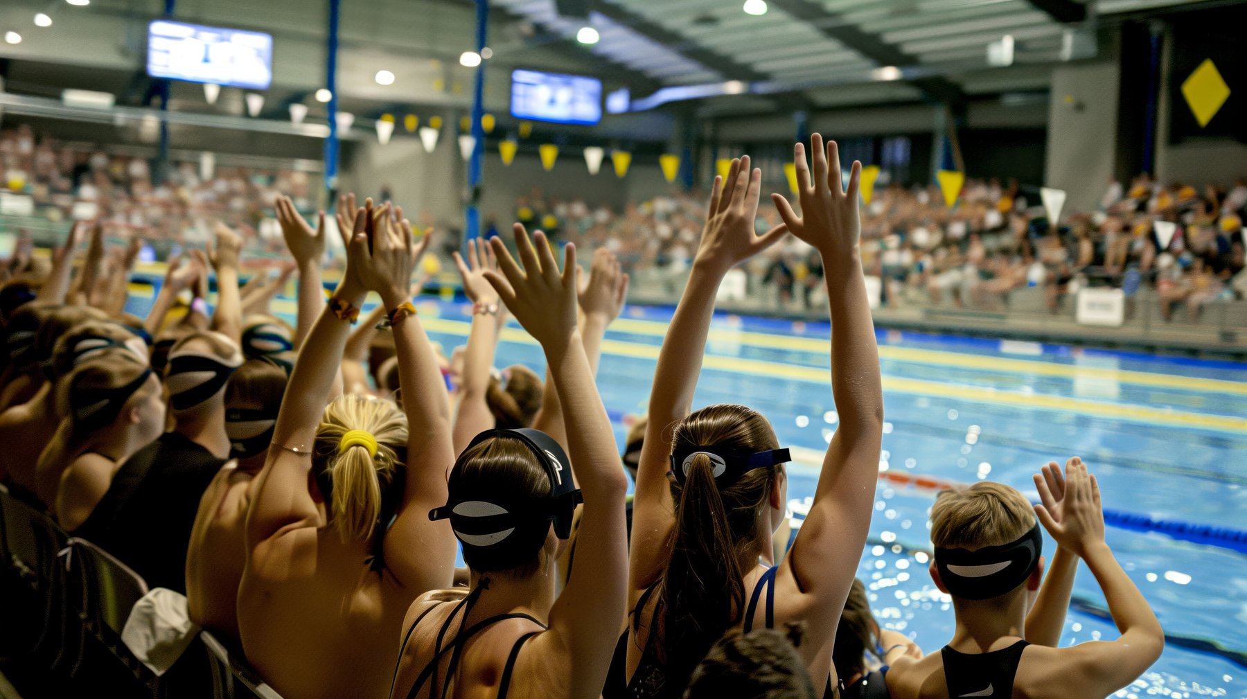 Competition swimming pool with an audience in the stands